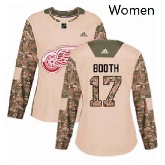 Womens Adidas Detroit Red Wings 17 David Booth Authentic Camo Veterans Day Practice NHL Jersey